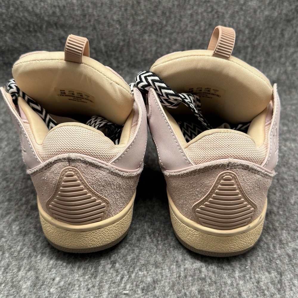 Lanvin Curb Sneakers Womens Sz 8 EU 38 Pink Cream Made In Italy Leather - Picture 6 of 12